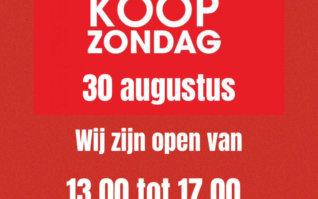 Koopzondag 30 augustus